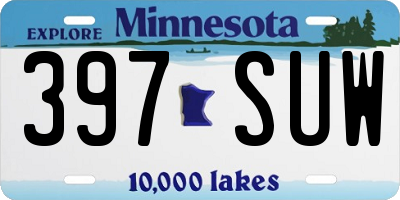 MN license plate 397SUW