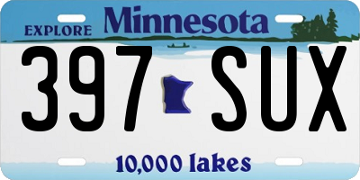 MN license plate 397SUX