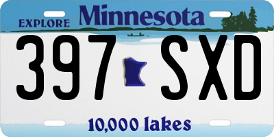MN license plate 397SXD