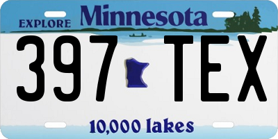 MN license plate 397TEX