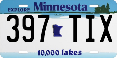 MN license plate 397TIX
