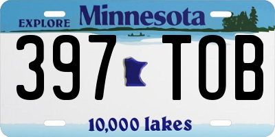 MN license plate 397TOB