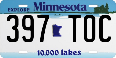 MN license plate 397TOC