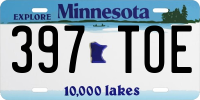 MN license plate 397TOE