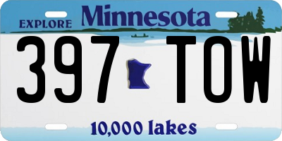 MN license plate 397TOW
