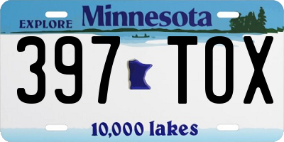 MN license plate 397TOX