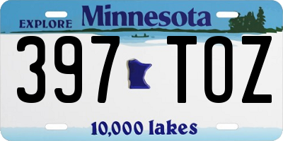 MN license plate 397TOZ