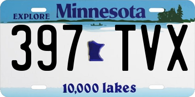 MN license plate 397TVX