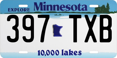 MN license plate 397TXB