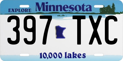 MN license plate 397TXC