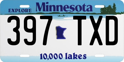 MN license plate 397TXD