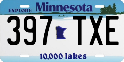 MN license plate 397TXE