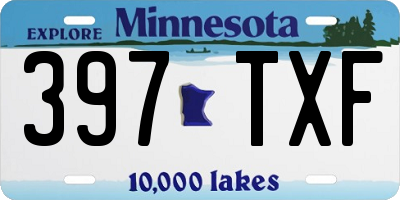 MN license plate 397TXF