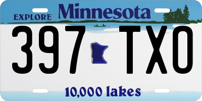 MN license plate 397TXO