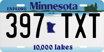 MN license plate 397TXT
