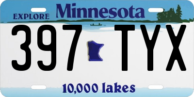 MN license plate 397TYX