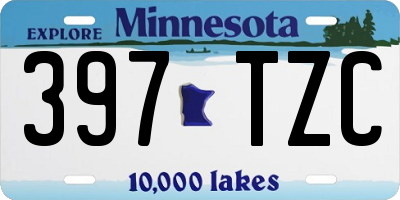 MN license plate 397TZC