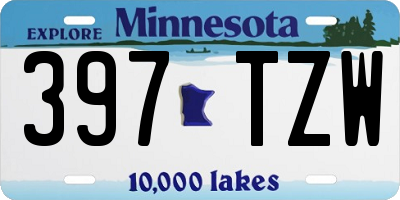 MN license plate 397TZW