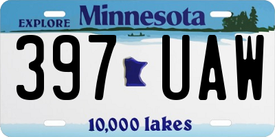 MN license plate 397UAW