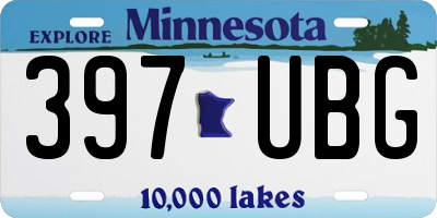 MN license plate 397UBG