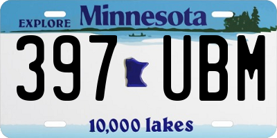 MN license plate 397UBM