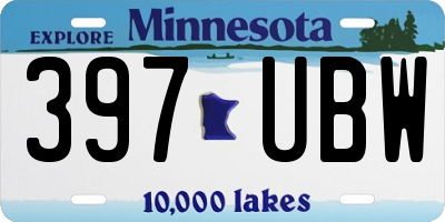MN license plate 397UBW
