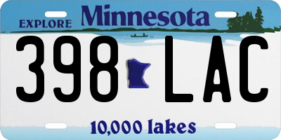 MN license plate 398LAC