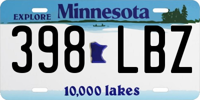 MN license plate 398LBZ