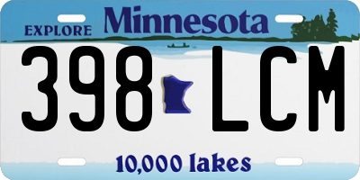 MN license plate 398LCM