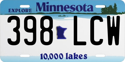 MN license plate 398LCW