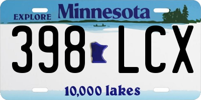 MN license plate 398LCX