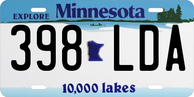 MN license plate 398LDA