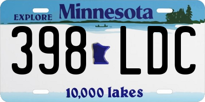 MN license plate 398LDC