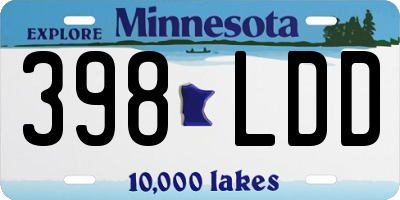 MN license plate 398LDD