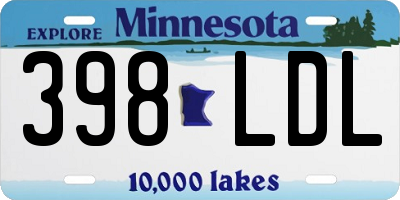 MN license plate 398LDL