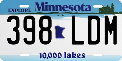 MN license plate 398LDM