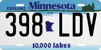MN license plate 398LDV