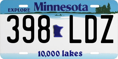 MN license plate 398LDZ