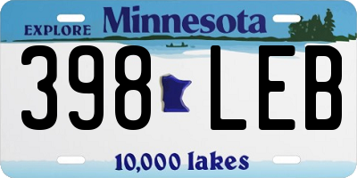 MN license plate 398LEB
