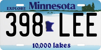 MN license plate 398LEE