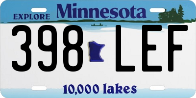 MN license plate 398LEF