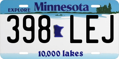 MN license plate 398LEJ