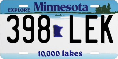 MN license plate 398LEK