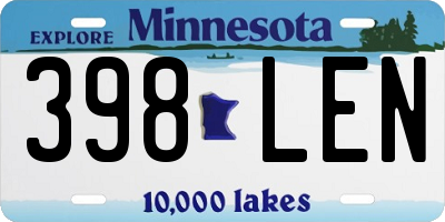 MN license plate 398LEN