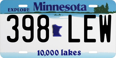 MN license plate 398LEW
