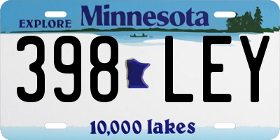 MN license plate 398LEY