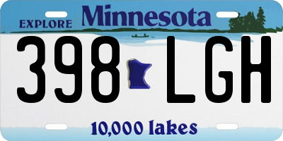 MN license plate 398LGH
