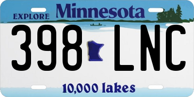 MN license plate 398LNC