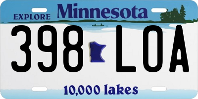 MN license plate 398LOA