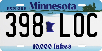 MN license plate 398LOC